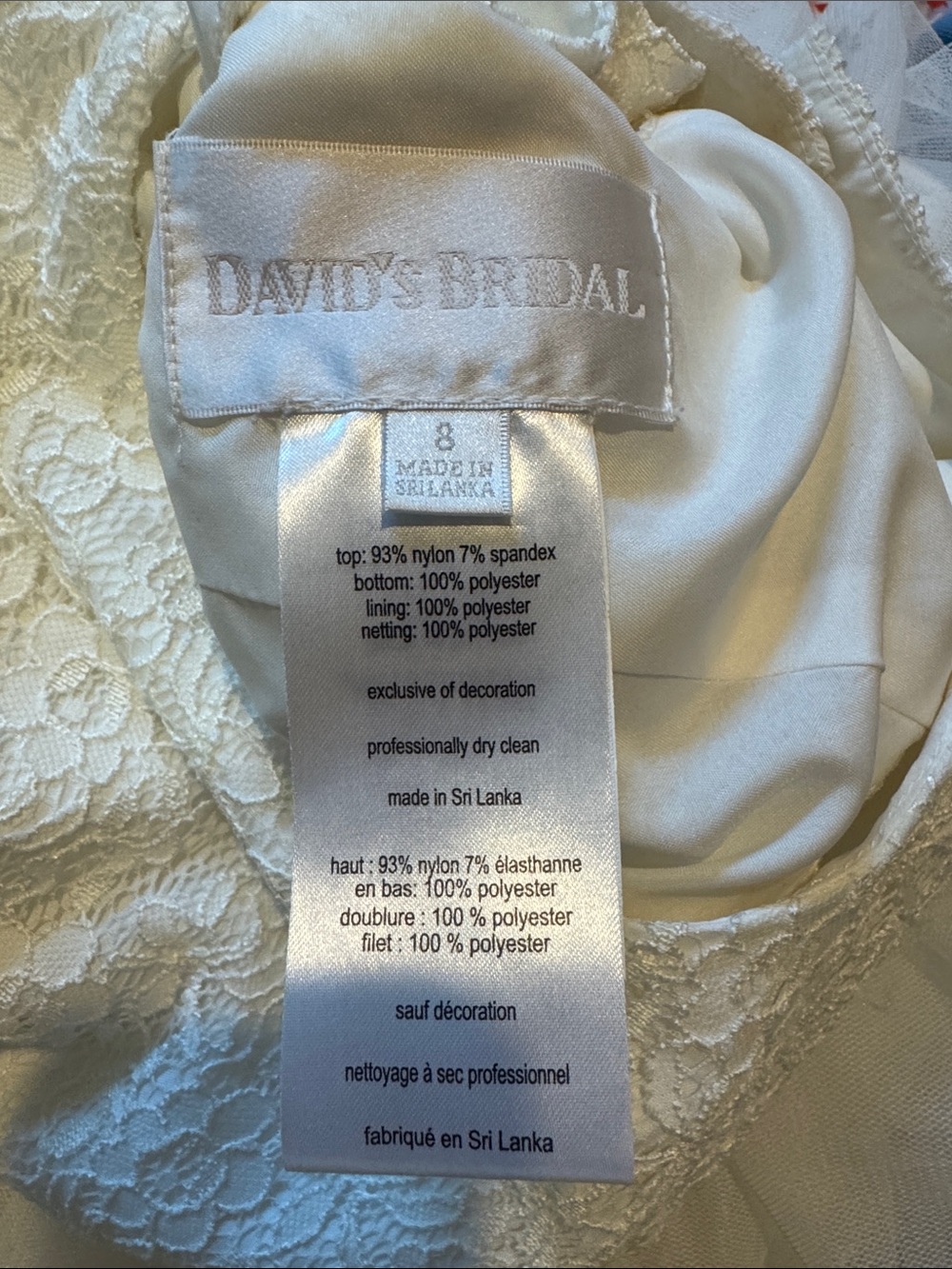 David's Bridal Cream Lace Bodice Tulle Flower Girl Dress - Picture 3 of 3